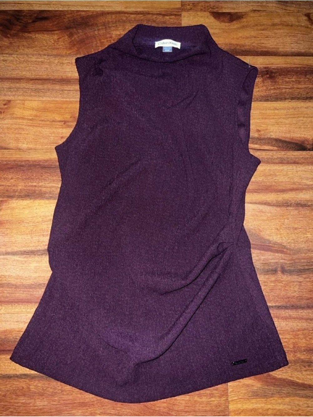 Calvin Klein Sleeveless Mock Neck Tank Top - Plum